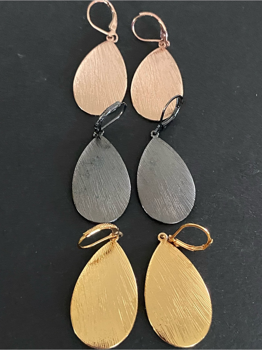 (3) VTG Joan Rivers Classics Collection Satin Brushed Finish Teadrop Earrings